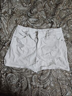 White Distressed Girls Denim Shorts